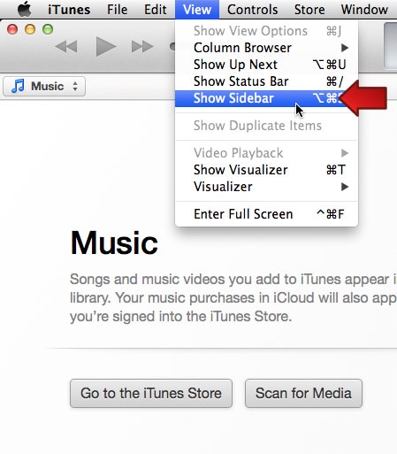 iTunes: Show Sidebar
